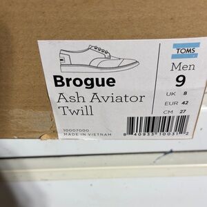 TOMS Men Brogue Ash Aviator Twill Shoes - Ash (Gray)